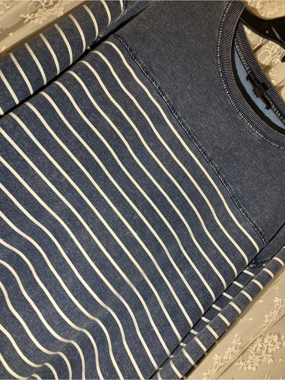 Jane and Delancey Navy and White Striped Long Sleeve lightweight thin sweatshirt